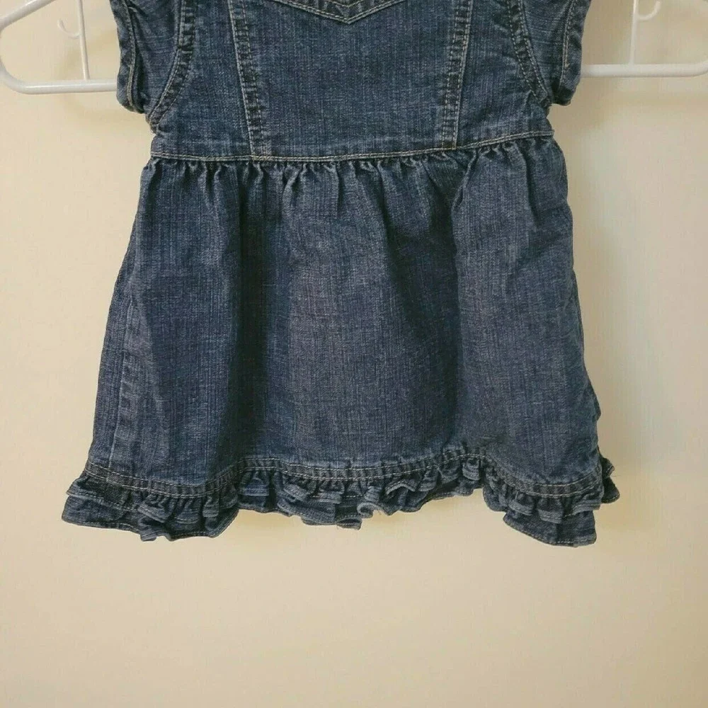 3/$30 VTG BABY GAP Western Denim Ruffle Summer Dress 9-12 Months